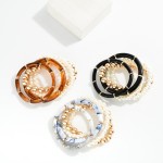 Wholesale set Five Beaded Stretch Bracelets Pearls Metal Tones Tube Beads D