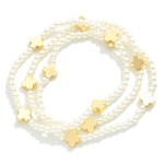 Wholesale set Three Beaded Stretch Bracelets Metal Plus Cross Stations D