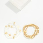 Wholesale set Three Beaded Stretch Bracelets Metal Heart Stations D