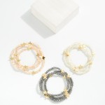 Wholesale set Three Faceted Bead Stretch Bracelets Metal Plus Cross Stations D