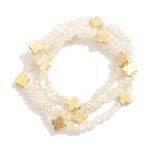 Wholesale set Three Faceted Bead Stretch Bracelets Metal Bubble Cross Stations D