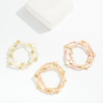 Wholesale set Three Faceted Bead Stretch Bracelets Metal Bubble Cross Stations D