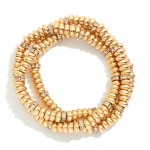 Wholesale set Three Metal Disk Bead Stretch Bracelets Rhinestone Details D