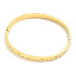 Wholesale metal Hinged Bangle Bracelet Rhinestones Engraved Star Details Stainle