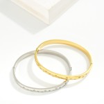 Wholesale metal Hinged Bangle Bracelet Rhinestones Engraved Star Details Stainle