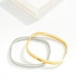 Wholesale metal Rounded Rectangular Hinged Bangle Bracelet Stainless Steel Water