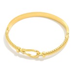 Wholesale ribbed Metal Hinged Bangle Bracelet Horse Bit Detail Stainless Steel W