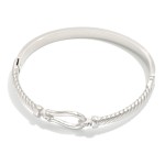 Wholesale ribbed Metal Hinged Bangle Bracelet Horse Bit Detail Stainless Steel W