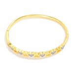 Wholesale metal Hinged Bangle Bracelet Heart Rhinestone Details Stainless Steel