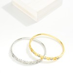 Wholesale metal Hinged Bangle Bracelet Heart Rhinestone Details Stainless Steel