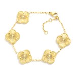 Wholesale chain Link Bracelet Textured Metal Clover Stations D Extender L