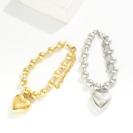 Wholesale chunky Metal Beaded Bracelet Puffy Heart Detail Stainless Steel Water