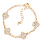 Wholesale chain Link Bracelet Pave Rhinestone Clover Stations D Extender L
