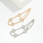 Wholesale chain Link Bracelet Pave Rhinestone Clover Stations D Extender L