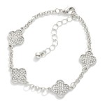 Wholesale chain Link Bracelet Pave Rhinestone Clover Stations D Extender L