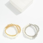 Wholesale set Two Metal Pearl Beaded Stretch Bracelets D