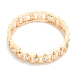 Wholesale metal Oyster Link Chain Link Stretch Bracelet Rhinestone Details D