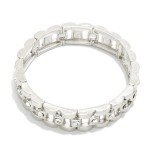 Wholesale metal Oyster Link Chain Link Stretch Bracelet Rhinestone Details D