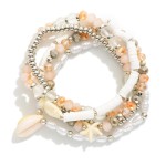 Wholesale set Five Beaded Stretch Bracelets Heishi Beads Shells Pearls D