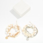 Wholesale set Beaded Stretch Bracelets Seed Beads Cowrie Shells Baroque Pearls D