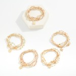 Wholesale set Five Beaded Stretch Bracelets Pearls Seed Beads Metal Sea Animal C