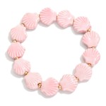 Wholesale porcelain Shell Beaded Stretch Bracelet Gold Tones D