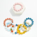 Wholesale porcelain Shell Beaded Stretch Bracelet Gold Tones D