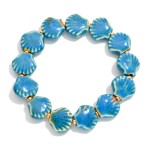 Wholesale porcelain Shell Beaded Stretch Bracelet Gold Tones D