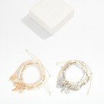 Wholesale set Five Beaded Rope Bracelets Metal Tones Seed Beads Beach Charms D