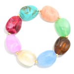 Wholesale marbled Acetate Pebble Beaded Stretch Bracelet D