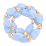 Wholesale set Three Marbled Acetate Metal Nugget Beaded Bracelets D