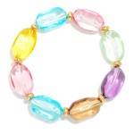 Wholesale translucent Oval Acetate Bead Stretch Bracelet D