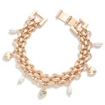 Wholesale woven Metal Bracelet Pearl Heart Charms D