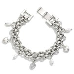 Wholesale woven Metal Bracelet Pearl Heart Charms D