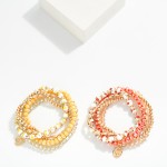 Wholesale set Five Beaded Stretch Bracelet Gold Tones Faceted Beads Chinoiserie