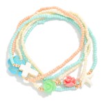 Wholesale set Five Seed Beaded Stretch Bracelets Cross Beach Beads D