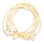 Wholesale set Five Seed Beaded Stretch Bracelets Cross Beach Beads D