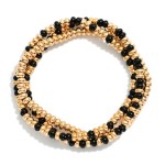 Wholesale set Three Beaded Stretch Bracelets Metal Tones Stone Beads D