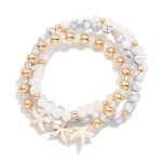Wholesale set Three Beaded Stretch Bracelets Stone Faceted Beads Starfish D