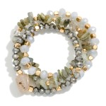 Wholesale set Three Faceted Beaded Stretch Bracelets Gold Tones Stones D