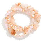 Wholesale set Three Faceted Beaded Stretch Bracelets Gold Tones Stones D