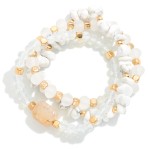 Wholesale set Three Faceted Beaded Stretch Bracelets Gold Tones Stones D