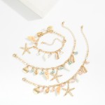 Wholesale chain Link Charm Bracelet Gold tones Faceted Beads Beach Charms D Exte