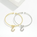 Wholesale twisted Metal Cuff Bracelet Rhinestone Horseshoe Charm D