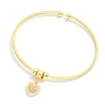 Wholesale twisted Metal Cuff Bracelet Rhinestone Heart Charm D