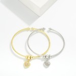 Wholesale twisted Metal Cuff Bracelet Rhinestone Heart Charm D