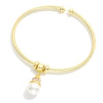 Wholesale twisted Metal Cuff Bracelet Rhinestone Pearl Charm D
