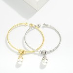 Wholesale twisted Metal Cuff Bracelet Rhinestone Pearl Charm D