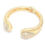Wholesale ribbed Tapered Cuff Bracelet Rhinestone Heart Details D