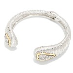 Wholesale ribbed Tapered Cuff Bracelet Rhinestone Heart Details D